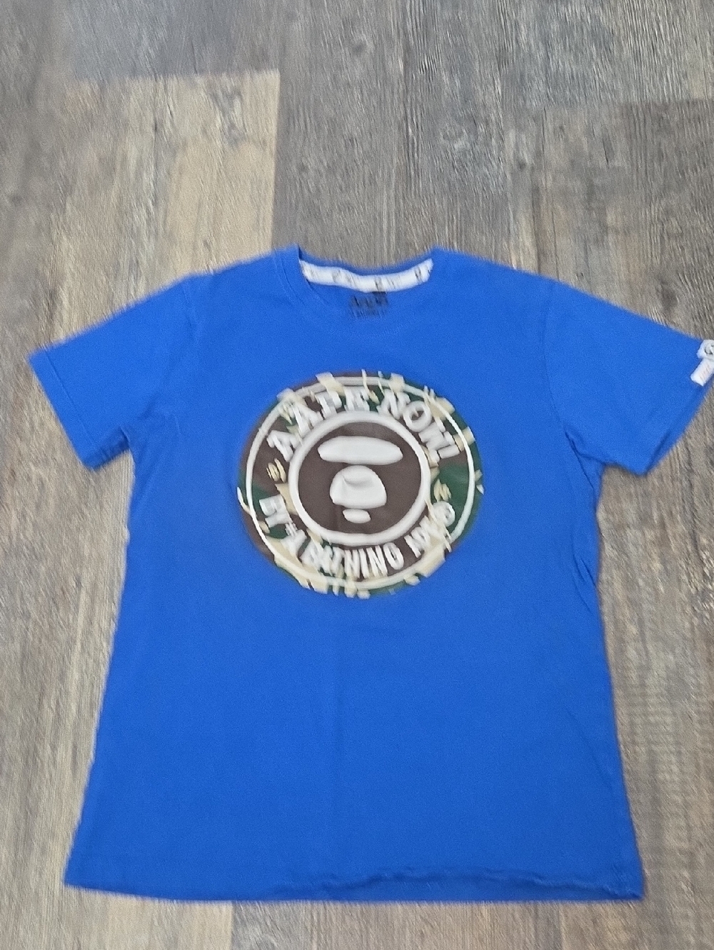 Bape Royal Blue Short Sleeve Tee with Circular Ape Logo